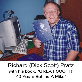 Richard (Dick Scott) Pratz with Book Great Scott - 40 Years Behind a Mike
