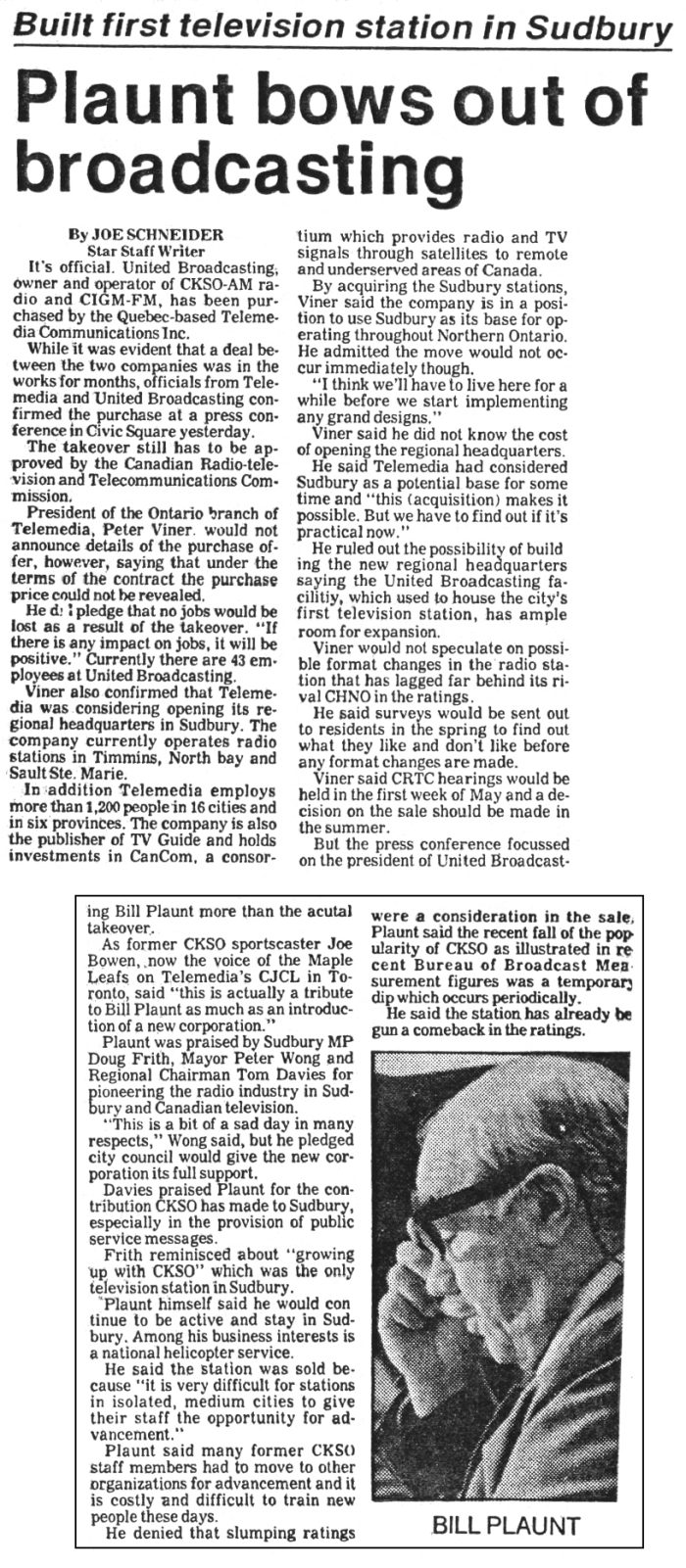 Plaunt Bows Out of Broadcasting